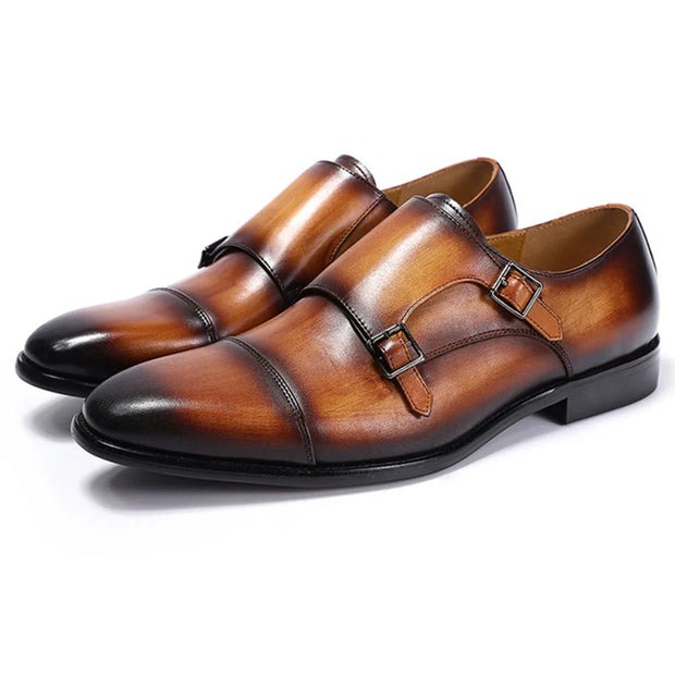 Double Buckle Luxury Design Monk Strap Men Shoes