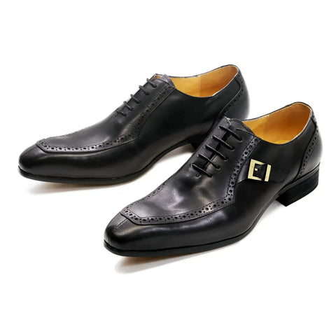 Lace Up Buckle Pointed Toe Oxford Shoes for Men