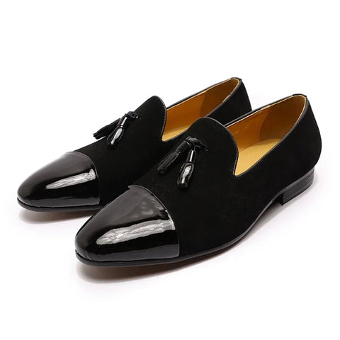 Suede Patchwork Patent Leather Men Shoe