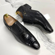 Genuine Leather Snake Print Men's Dress Shoes