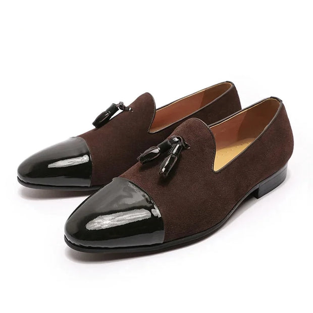 Suede Patchwork Patent Leather Men Shoe