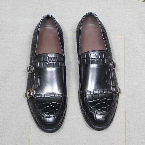 Men's Double Buckle Monk Strap Casual Loafers Shoes