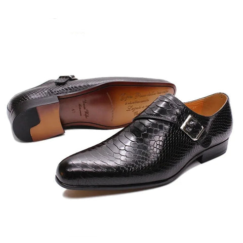 Genuine Leather Snake Skin Prints Shoes for Men