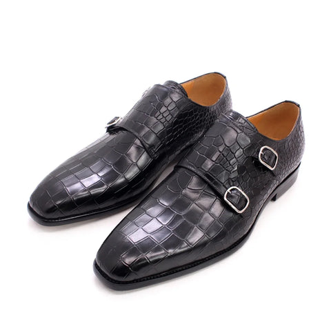 Real Leather Double Buckles Shoes for Men