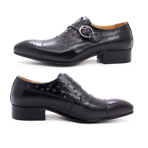 Classic Ostrich Printed Brogue Cap Shoes