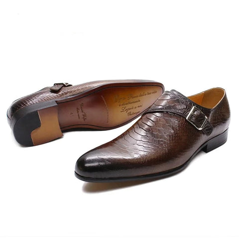 Genuine Leather Snake Skin Prints Shoes for Men