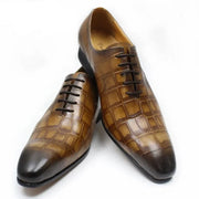 Crocodile Skin Lace Up Oxford Shoes for Men