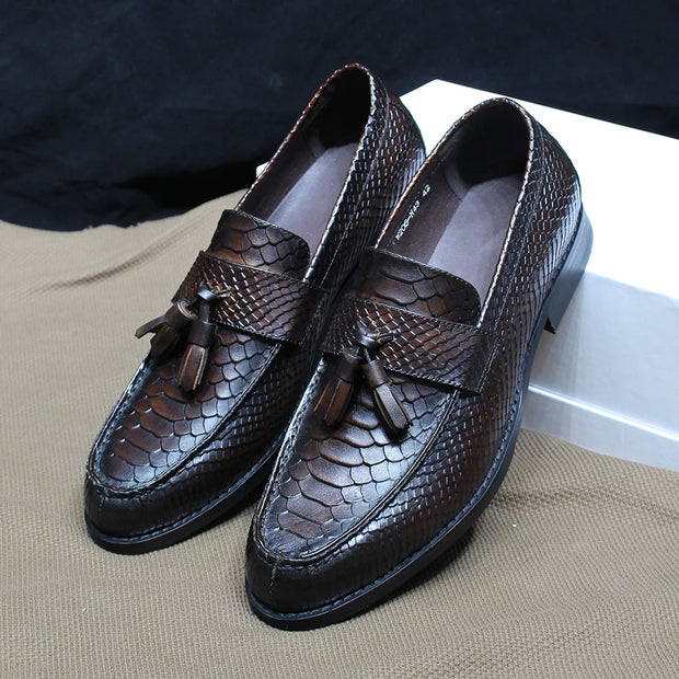 Men Snake Pattern Casual Tassel Loafer Footwear