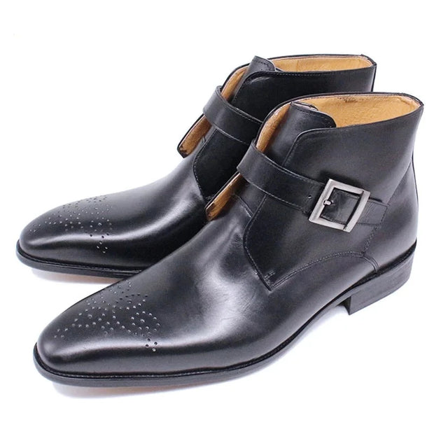 Buckle Strap Dress Ankle Boot For Men