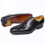 Pointed Wingtip Lace Up Luxury Leather Shoes for Men