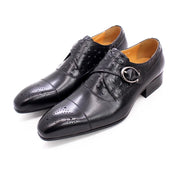 Classic Ostrich Printed Brogue Cap Shoes