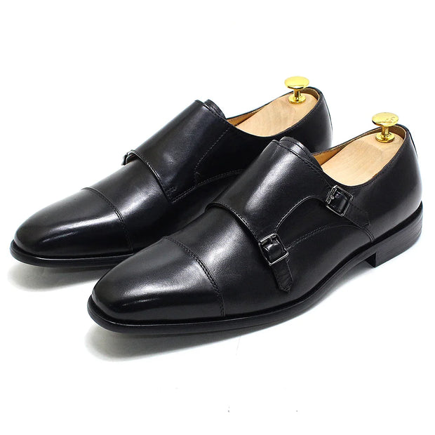 Double Buckle Luxury Design Monk Strap Men Shoes