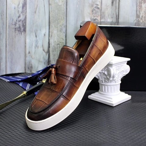 Genuine Cow Leather Men Fashion Sneakers