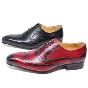 Pointed Wingtip Lace Up Luxury Leather Shoes for Men