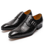 Genuine Leather Buckle Monk Strap Shoes For Men