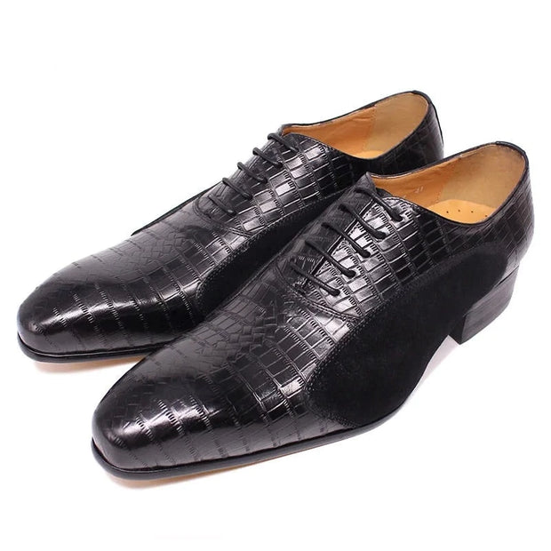 Luxury Oxford Patchwork Genuine Leather Men Shoes