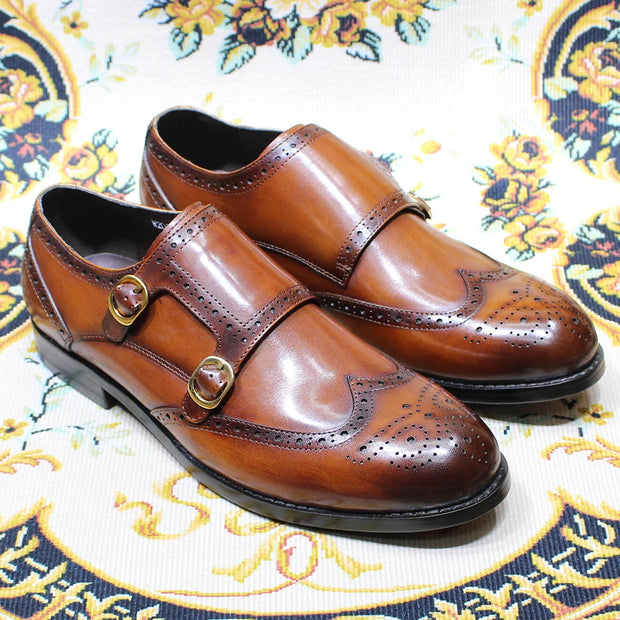 Men's Double Buckle Monk Strap Dress Shoes