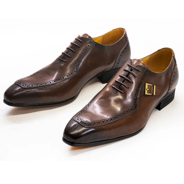 Lace Up Buckle Pointed Toe Oxford Shoes for Men