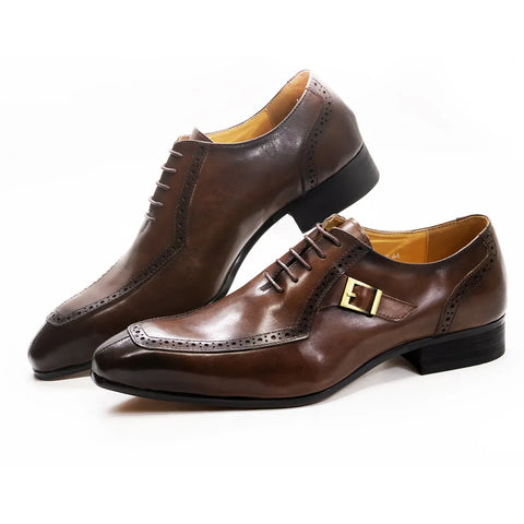 Lace Up Buckle Pointed Toe Oxford Shoes for Men