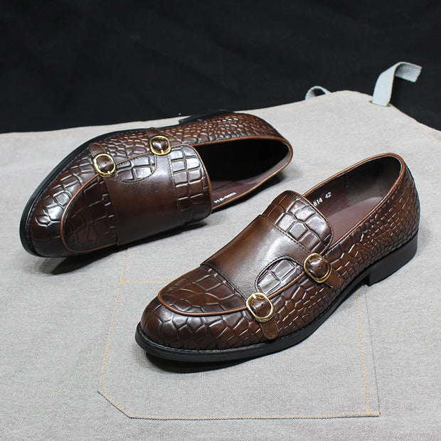 Men's Double Buckle Monk Strap Casual Loafers Shoes