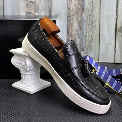 Genuine Cow Leather Men Fashion Sneakers