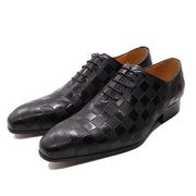 Fashion Handmade Plaid Print Men Shoes