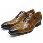 Crocodile Skin Lace Up Oxford Shoes for Men