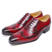 Pointed Wingtip Lace Up Luxury Leather Shoes for Men