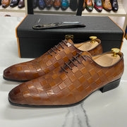 Fashion Handmade Plaid Print Men Shoes