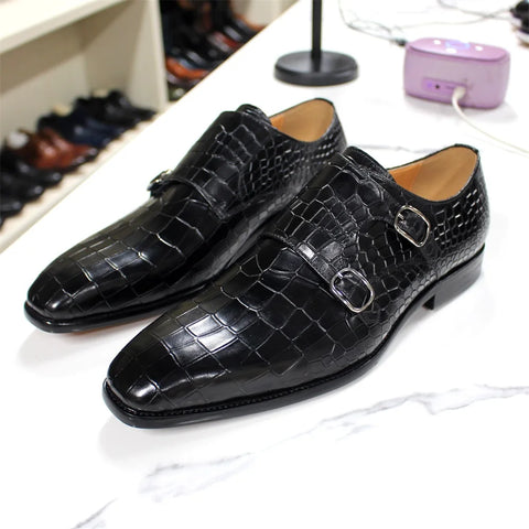 Real Leather Double Buckles Shoes for Men