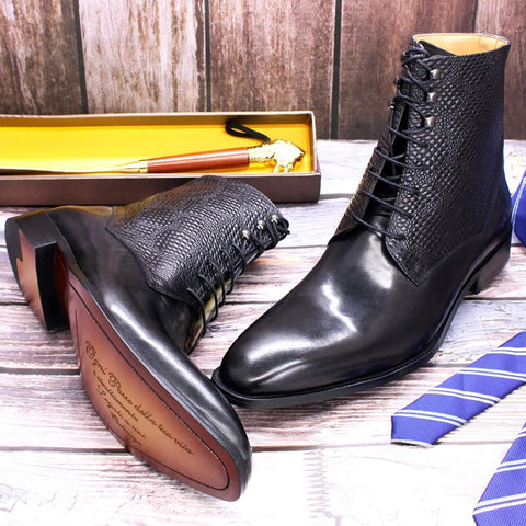 Fashion Pointed Toe Lace Up Boots for Men