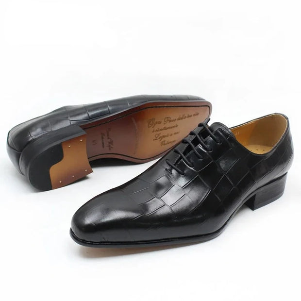 Crocodile Skin Lace Up Oxford Shoes for Men