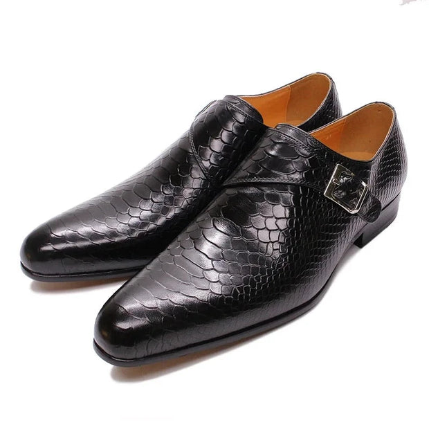 Genuine Leather Snake Skin Prints Shoes for Men