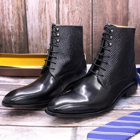 Fashion Pointed Toe Lace Up Boots for Men