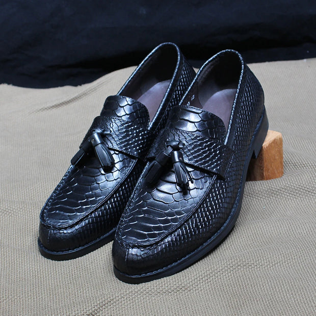 Men Snake Pattern Casual Tassel Loafer Footwear