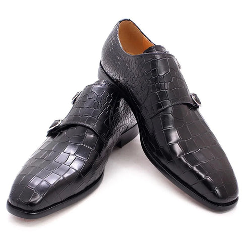 Real Leather Double Buckles Shoes for Men