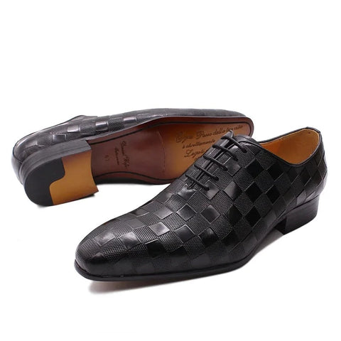 Fashion Handmade Plaid Print Men Shoes