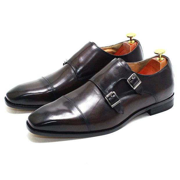 Double Buckle Luxury Design Monk Strap Men Shoes