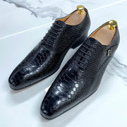 Genuine Leather Snake Print Men's Dress Shoes