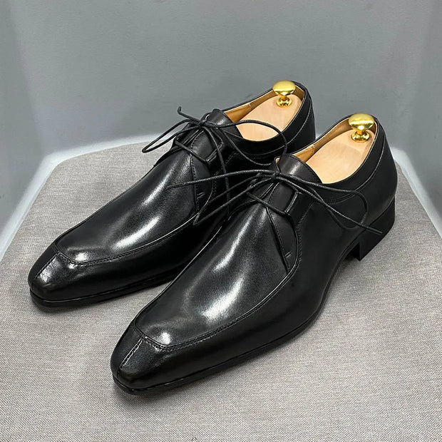 Vintage Derby Design Genuine Cow Leather Male Shoes