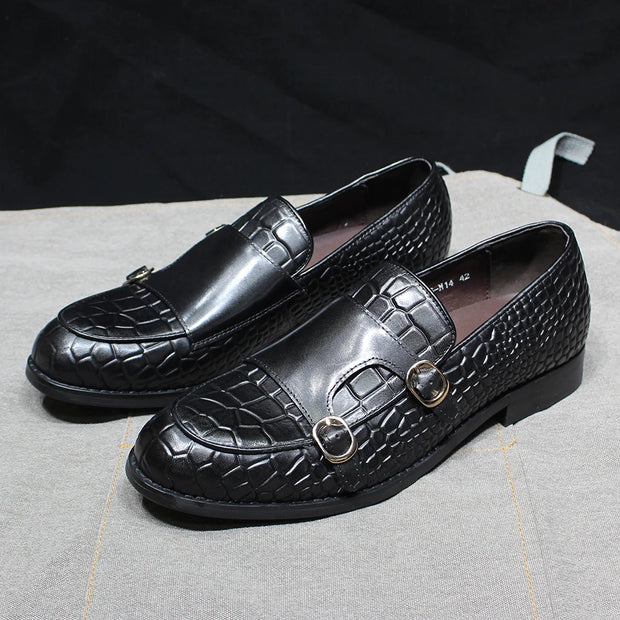 Men's Double Buckle Monk Strap Casual Loafers Shoes