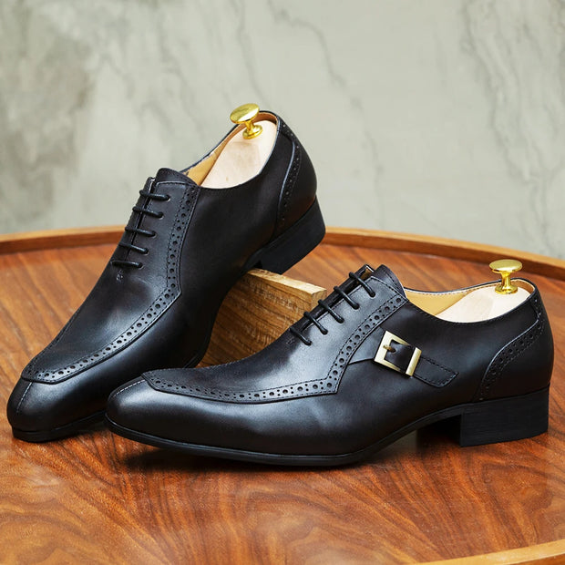 Lace Up Buckle Pointed Toe Oxford Shoes for Men