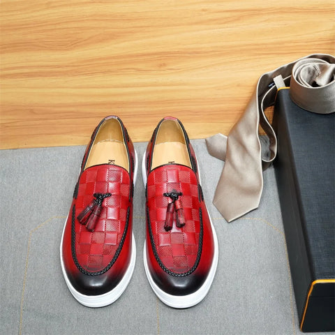 Tassel Square Pattern Fashion Sneaker For Men