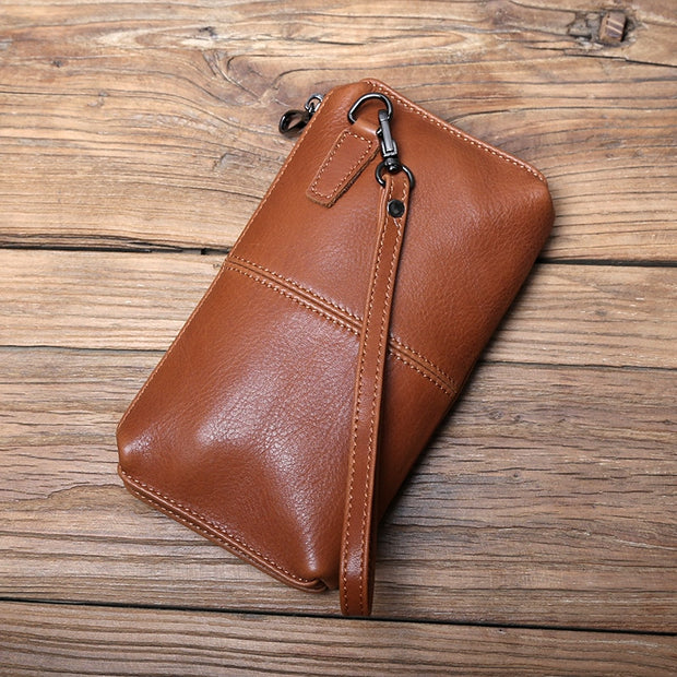 Men's First Layer Cowhide Leather Long Wallet