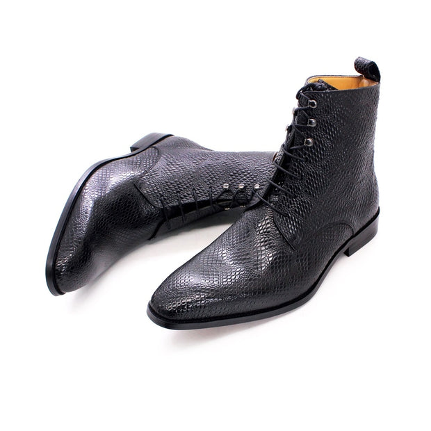 Men Real Cow Leather Snake Print British Ankle Boots