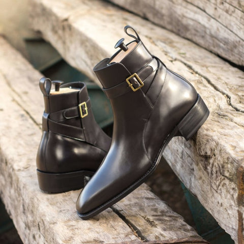 Genuine Leather Jodhpur Boots - Winter Black