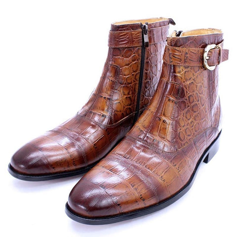 Zipper Buckle Men Dress Boots