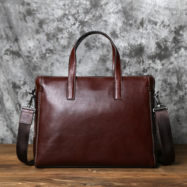 Men Leather  Cowhide Business Laptop Bag