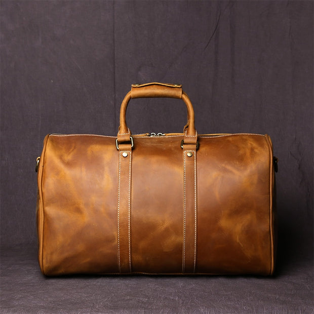 Retro Crazy Horse Cowhide Leather Men's Travel Bag