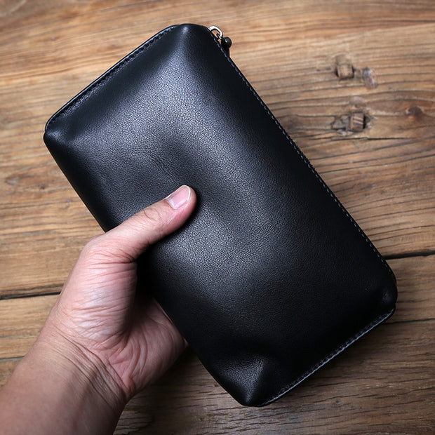 Men's First Layer Cowhide Leather Long Wallet